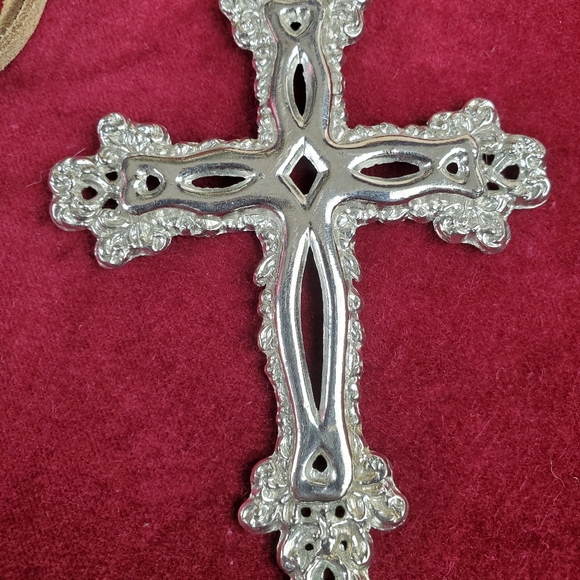 Boho Cross 30" rawhide ornate necklace religious - Picture 5 of 5